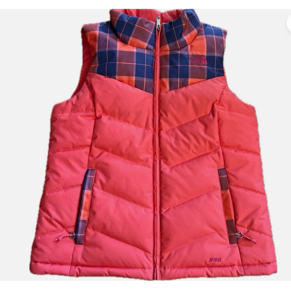 The North Face Puffer Vest Women's XS Plaid 550 Shell RTO Goose Down Full Zip